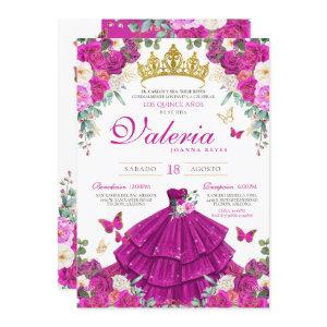 Magenta Rose Purple Butterfly Princess Quinceanera