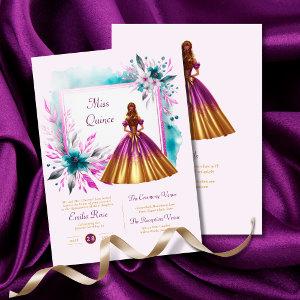 Magenta Teal Quinceanera Ceremony Reception