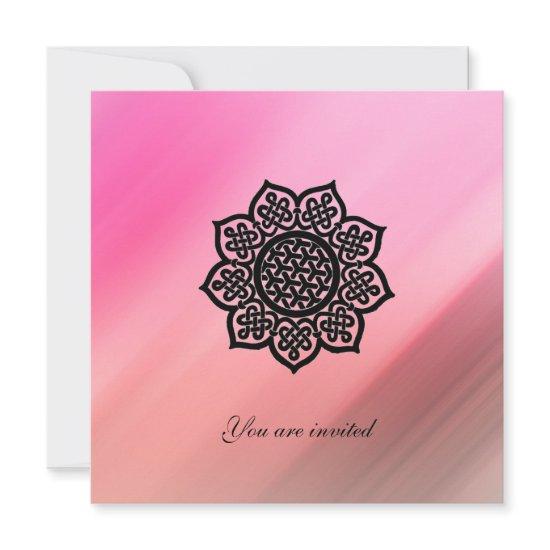 MAGIC EVENT BLACK CELTIC FLOWER Pink Silk Invite