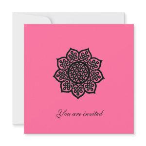 MAGIC EVENT Pink Black Celtic Knot Flower Invite