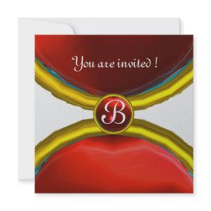 MAGIC RINGS ,MONOGRAM  gem red silver