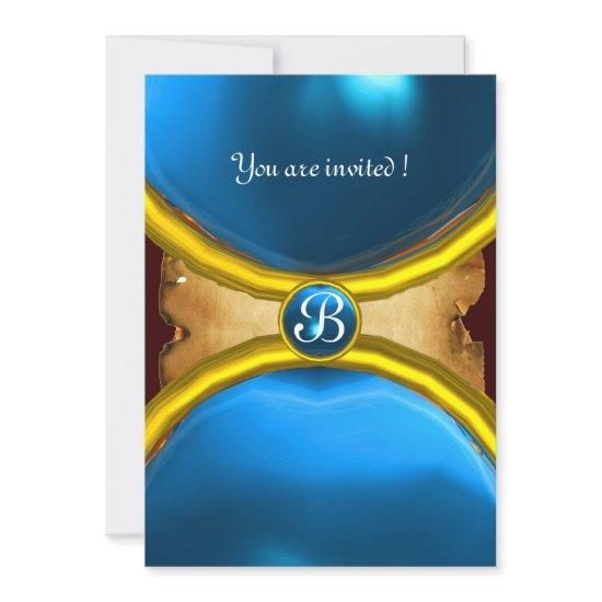 MAGIC RINGS ,MONOGRAM parchment gem blue