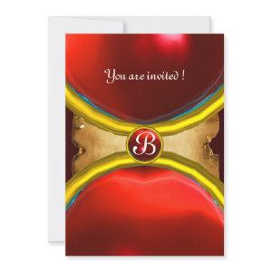 MAGIC RINGS ,MONOGRAM parchment gem red