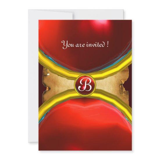 MAGIC RINGS ,MONOGRAM parchment gem red