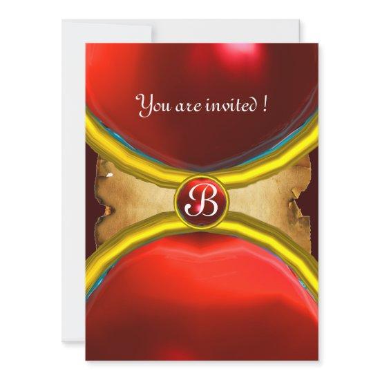 MAGIC RINGS ,MONOGRAM parchment gem red