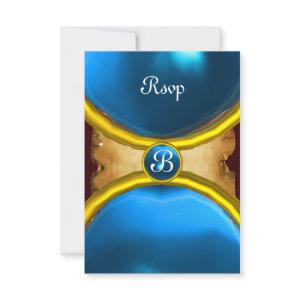 MAGIC RINGS ,MONOGRAM parchment rsvp gem blue