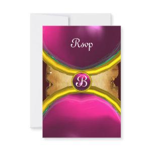 MAGIC RINGS ,MONOGRAM parchment rsvp gem pink