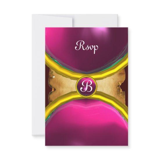 MAGIC RINGS ,MONOGRAM parchment rsvp gem pink