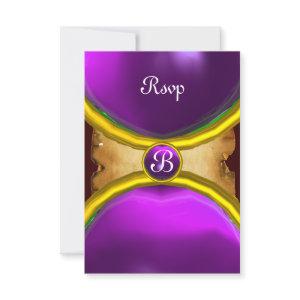 MAGIC RINGS ,MONOGRAM parchment rsvp gem purple
