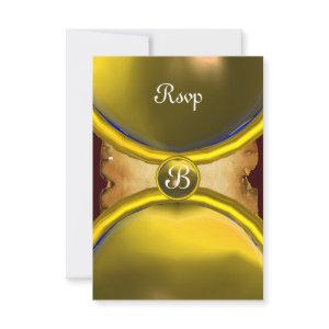 MAGIC RINGS ,MONOGRAM parchment rsvp gem yellow