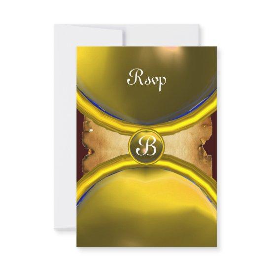 MAGIC RINGS ,MONOGRAM parchment rsvp gem yellow