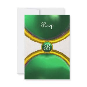 MAGIC RINGS ,MONOGRAM  rsvp gem green champagne