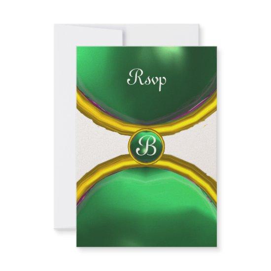 MAGIC RINGS ,MONOGRAM  rsvp gem green champagne