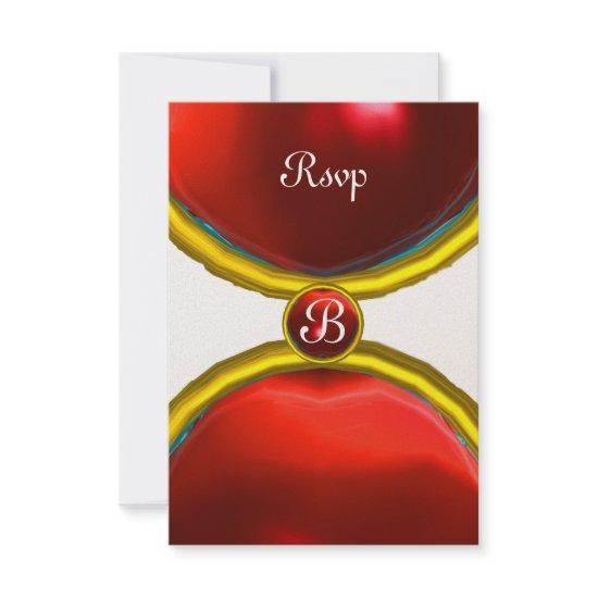 MAGIC RINGS ,MONOGRAM rsvp gem red gold