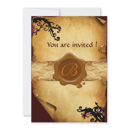 MAGIC SWIRLS PARCHMENT AND BROWN WAX SEAL MONOGRAM