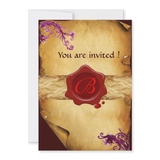 MAGIC SWIRLS PARCHMENT AND RED WAX SEAL MONOGRAM
