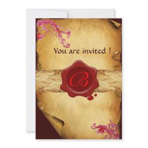 MAGIC SWIRLS PARCHMENT AND RED WAX SEAL MONOGRAM