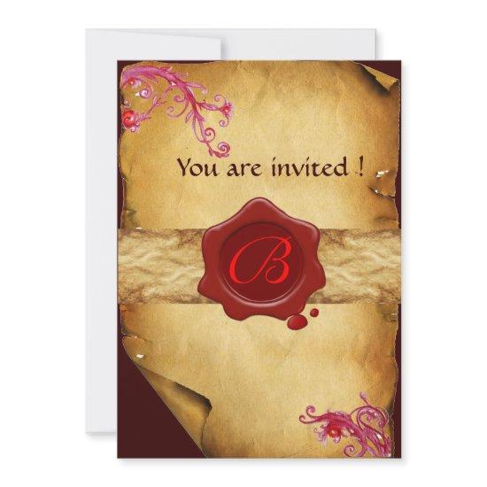 MAGIC SWIRLS PARCHMENT AND RED WAX SEAL MONOGRAM
