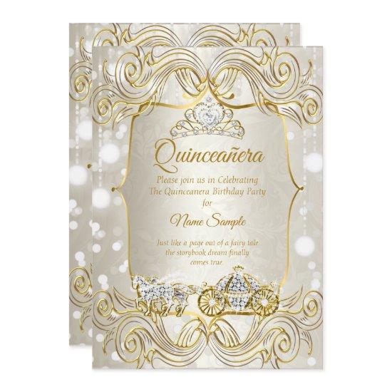 Magical Quinceanera carriage gold Beige Silver