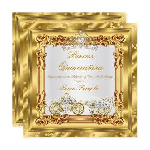 Magical Quinceanera Gold Diamond Horse Carriage