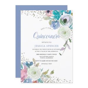 Magical Quinceanera: Mint Blue Sparkle Flowers