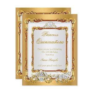 Magical Quinceanera White Gold Horse and Carriage