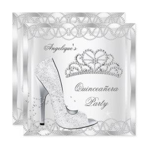 Magical White Silver Quinceanera High Heel Shoes
