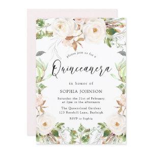 Magical White Winter Wonderland Blush Quinceanera