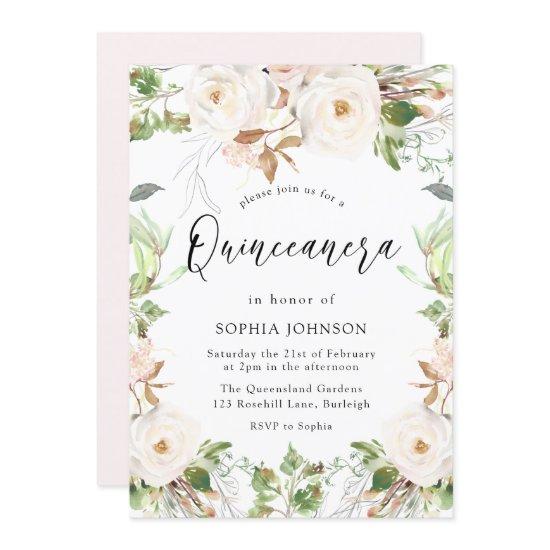 Magical White Winter Wonderland Blush Quinceanera