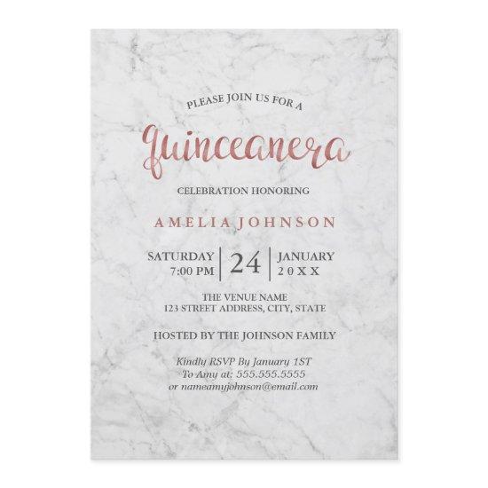 Marble Faux Rose Gold Quinceanera
