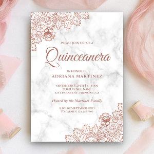 Marble Rose Gold Vintage Country Lace Quinceanera