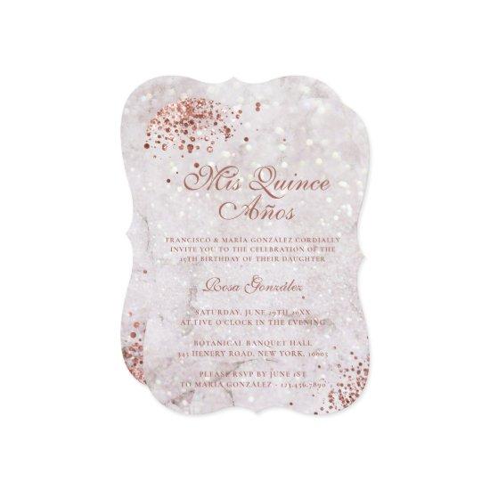 Marble Sparkle Rose Gold Glitter Quinceañera