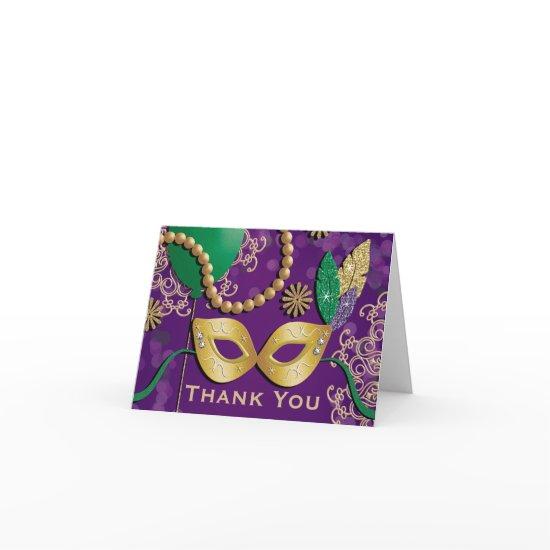 Mardi Gras Birthday Thank You Card