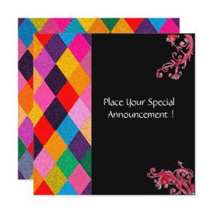 MARDI GRAS HARLEQUIN PATTERN Colorful Rhombi