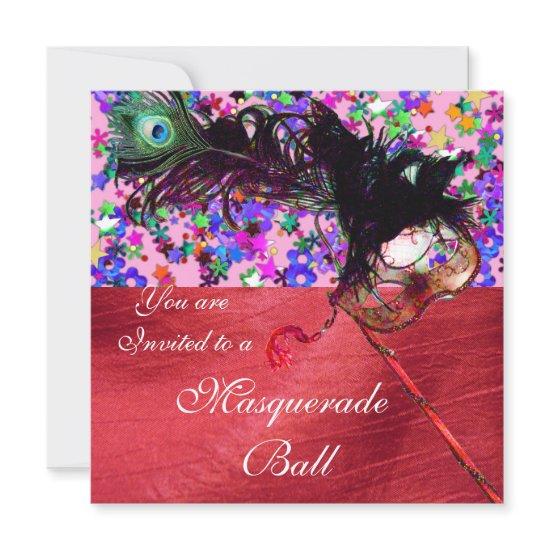 MARDI GRAS MASQUERADE & CONFETTI red silk