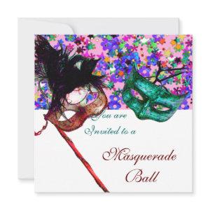 MARDI GRAS MASQUERADE & CONFETTI white pink blue
