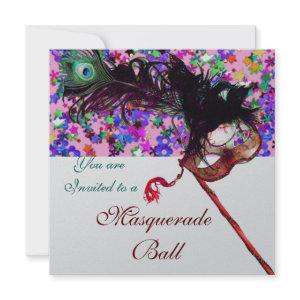 MARDI GRAS MASQUERADE & CONFETTI white pink silver