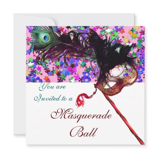 MARDI GRAS MASQUERADE & CONFETTI white purple pink