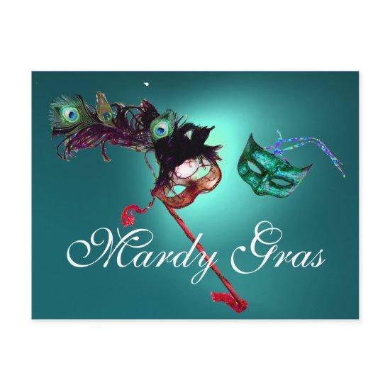 MARDI GRAS MASQUERADE gem blue Postcard