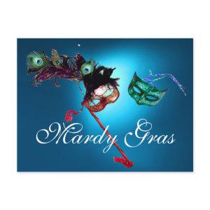 MARDI GRAS MASQUERADE gem blue Postcard
