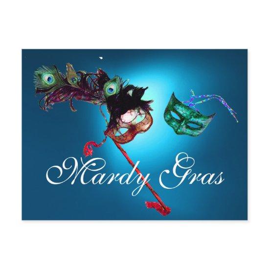 MARDI GRAS MASQUERADE gem blue Postcard