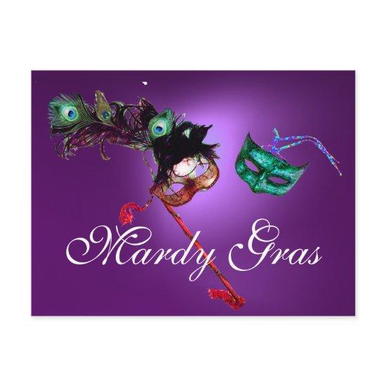 MARDI GRAS MASQUERADE gem purple Postcard