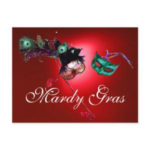MARDI GRAS MASQUERADE gem red Postcard