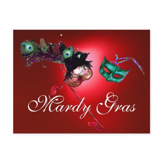 MARDI GRAS MASQUERADE gem red Postcard
