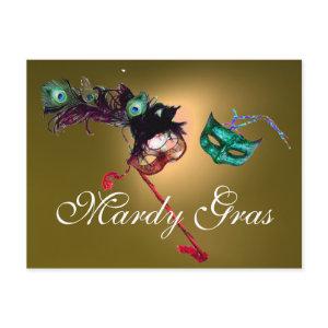 MARDI GRAS MASQUERADE gem yellow Postcard