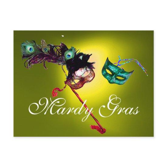 MARDI GRAS MASQUERADE gem yellow Postcard