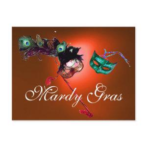 MARDI GRAS MASQUERADE MASKS gem orange Postcard