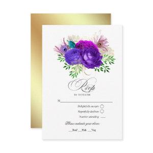 Mardi Gras Watercolor Floral Quinceañera RSVP Card