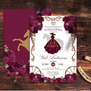 Maroon Dark Red Western Charro Quinceanera