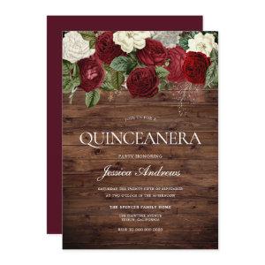 Marsala Burgundy Rustic Red Rose Quinceanera Party
